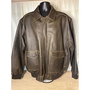 VTG James Dean Authentic Brown Leather Bomber Flight Jacket Mens XL Limited Ed